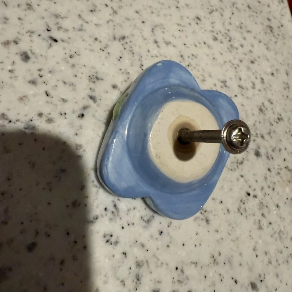 Blue Polka Dot Hand Painted Ceramic Flip Flops Beach bathroom cabinet knobs